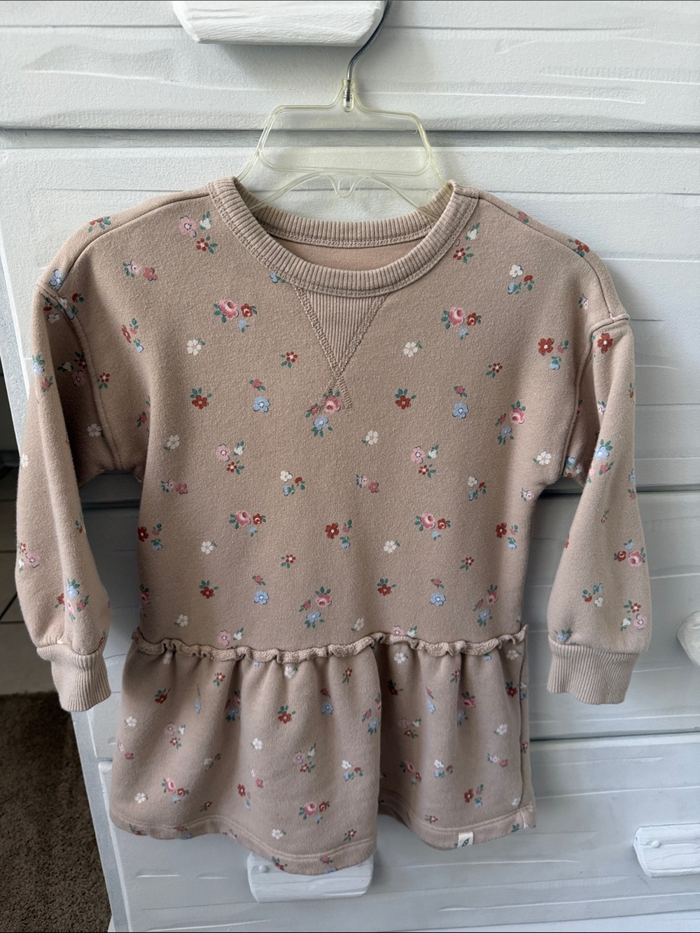 Girls' Mauve Floral Peplum Sweatshirt Dress
